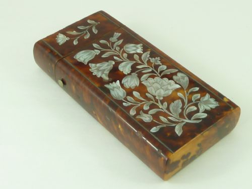 VICTORIAN CIGAR CASE TORTOISESHELL MOTHER OF PEARL - ADDITIONAL PHOTO 1