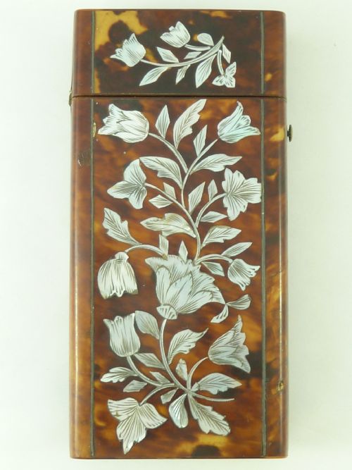 VICTORIAN CIGAR CASE TORTOISESHELL MOTHER OF PEARL - ADDITIONAL PHOTO 2