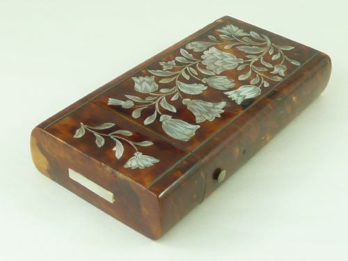 VICTORIAN CIGAR CASE TORTOISESHELL MOTHER OF PEARL - ADDITIONAL PHOTO 5
