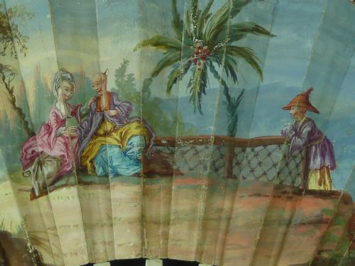 18C HAND PAINTED FAN EUROPEAN CHINOISERIE CHINESE EVENTAIL - ADDITIONAL PHOTO 4
