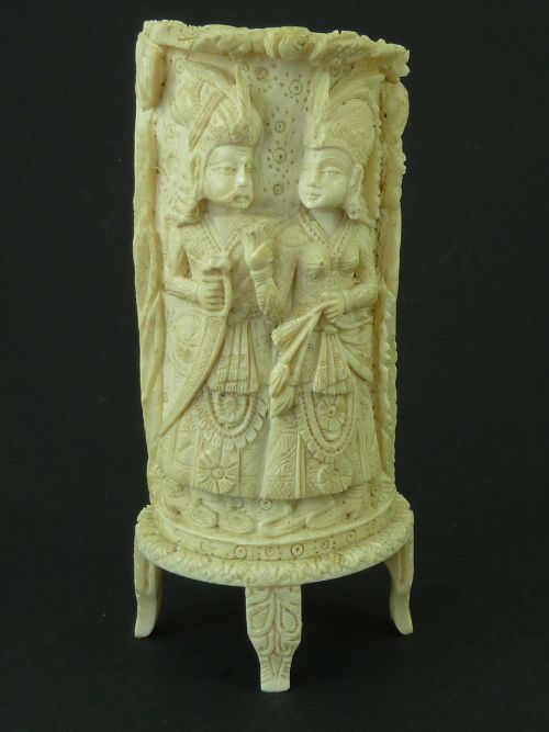 carved ivory figure group indian - CATEGORY: ANTIQUE SCULPTURES - DATED 1920
