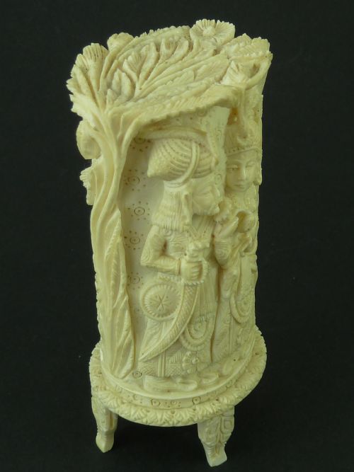 CARVED IVORY FIGURE GROUP INDIAN - ADDITIONAL PHOTO 2