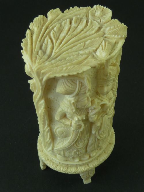 CARVED IVORY FIGURE GROUP INDIAN - ADDITIONAL PHOTO 4