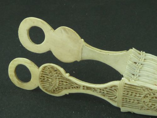 AF FRENCH TELESCOPE PIERCED IVORY COCKADE BRISE FAN 1820 - ADDITIONAL PHOTO 4