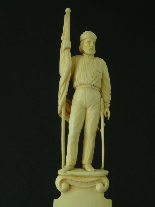 garibaldi european carved ivory paper knife page turner - CATEGORY: ANTIQUE MISCELLANEOUS - DATED 1890