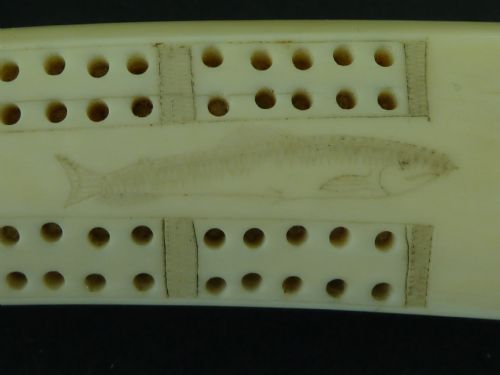 SCRIMSHAW INUIT CRIB BOARD WALRUS TUSK MARINE IVORY ESKIMO - ADDITIONAL PHOTO 2