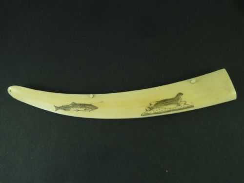 SCRIMSHAW INUIT CRIB BOARD WALRUS TUSK MARINE IVORY ESKIMO - ADDITIONAL PHOTO 5