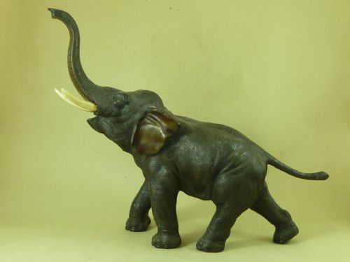 antique japanese meiji period bronze model elephant figure signed - CATEGORY: ANTIQUE METAL - DATED 1890