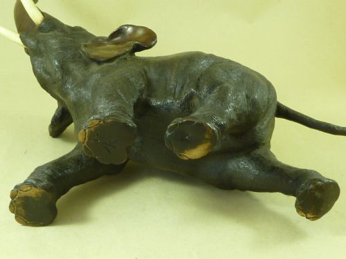 ANTIQUE JAPANESE MEIJI PERIOD BRONZE MODEL ELEPHANT FIGURE SIGNED - ADDITIONAL PHOTO 5