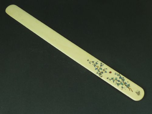 japanese ivory shibayama paper knife page turner meiji antique - CATEGORY: ANTIQUE MISCELLANEOUS - DATED 1900