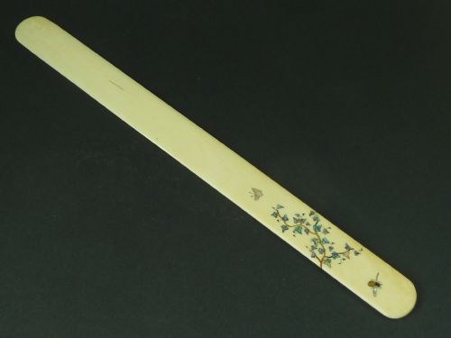 JAPANESE IVORY SHIBAYAMA PAPER KNIFE PAGE TURNER MEIJI ANTIQUE - ADDITIONAL PHOTO 1
