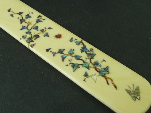JAPANESE IVORY SHIBAYAMA PAPER KNIFE PAGE TURNER MEIJI ANTIQUE - ADDITIONAL PHOTO 3