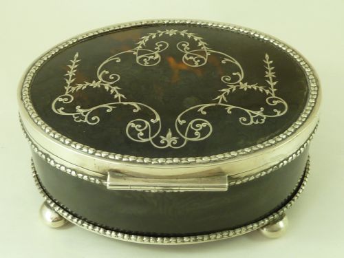 VICTORIAN TORTOISESHELL SILVER PIQUE JEWELLERY BOX CHARLES BOYTON ANTIQUE - ADDITIONAL PHOTO 1