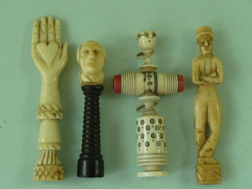 pipe tampers figural folk art ivory bone treen antique - CATEGORY: ANTIQUE MISCELLANEOUS - DATED 19TH CENTURY