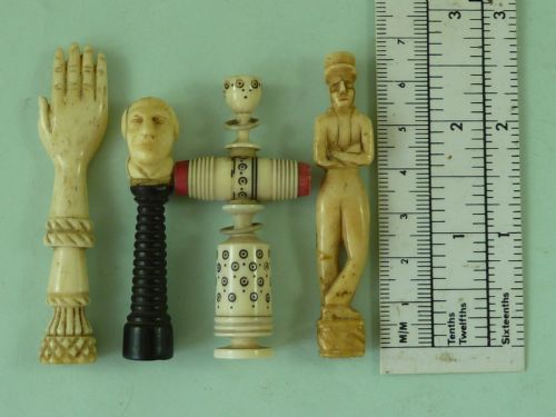 PIPE TAMPERS FIGURAL FOLK ART IVORY BONE TREEN ANTIQUE - ADDITIONAL PHOTO 1