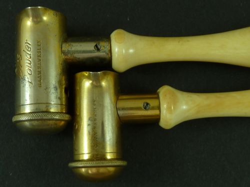 PAIR HAWKSLEY IVORY HANDLED BLACK POWDER SHOT MEASURES GUN PISTOL ACCESSORY - ADDITIONAL PHOTO 6