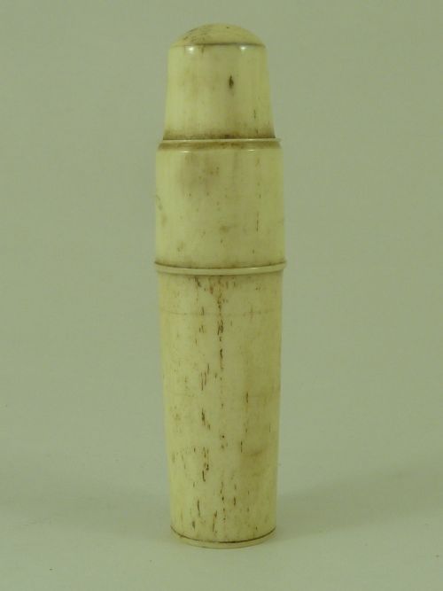 FRENCH DIEPPE CARVED BONE IVORY CASED VERMEIL CUT GLASS PERFUME SCENT BOTTLE ANTIQUE - ADDITIONAL PHOTO 1