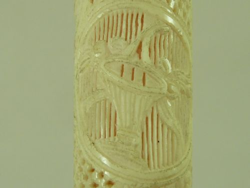 FRENCH DIEPPE CARVED BONE IVORY CASED VERMEIL CUT GLASS PERFUME SCENT BOTTLE ANTIQUE - ADDITIONAL PHOTO 7