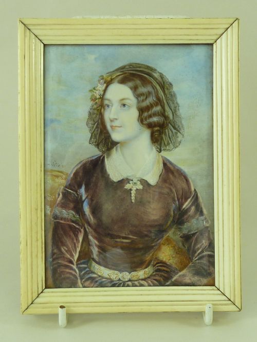 lola montez dancer actress karl joseph stieler hand painted portrait miniature antique - CATEGORY: ANTIQUE ART - DATED 1870