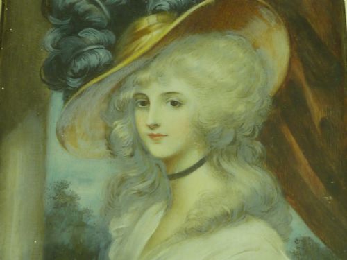 GEORGIANA SPENCER DUCHESS OF DEVONSHIRE HAND PAINTED PORTRAIT MINIATURE ANTIQUE - ADDITIONAL PHOTO 4