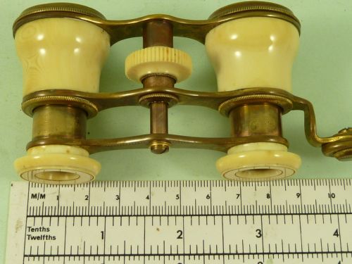 LORGNETTE OPERA GLASSES BINOCULARS IVORY GILT BRASS FRENCH ANTIQUE - ADDITIONAL PHOTO 5