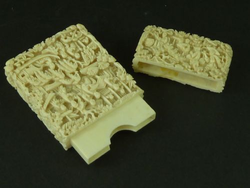 CHINESE EXPORT CANTON CARVED IVORY VISITING CARD CASE - ADDITIONAL PHOTO 4