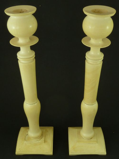 LARGE 30CM PAIR OF ANGLO INDIAN IVORY CANDLESTICKS CIRCA 1900 - ADDITIONAL PHOTO 5