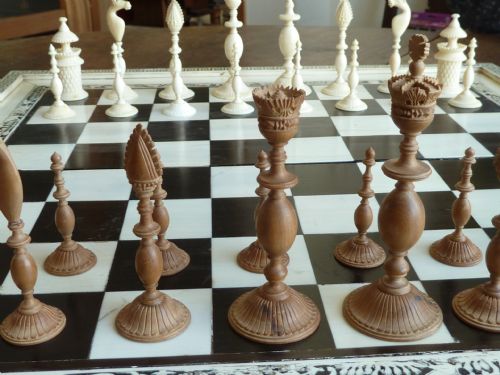 ANGLO INDIAN VIZAGAPATAM GAMES COMPENDIUM CHESS BACKGAMMON EBONY IVORY SANDALWOOD - ADDITIONAL PHOTO 5