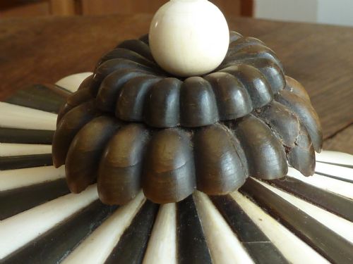 ANGLO INDIAN SEWING BOX QUILL WORK HORN IVORY VIZAGAPATAM SANDALWOOD - ADDITIONAL PHOTO 4