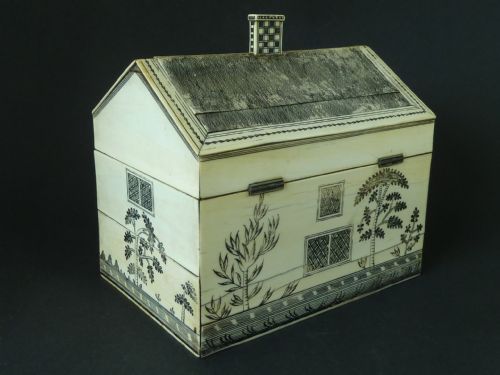 VIZAGAPATAM IVORY COLONIAL HOUSE SEWING BOX ANGLO INDIAN ANTIQUE - ADDITIONAL PHOTO 2
