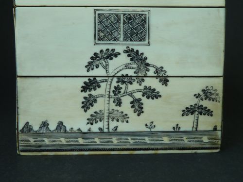 VIZAGAPATAM IVORY COLONIAL HOUSE SEWING BOX ANGLO INDIAN ANTIQUE - ADDITIONAL PHOTO 3