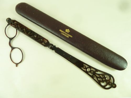 negretti zambra london tortoiseshell lorgnettes oval frame spectacles antique - CATEGORY: ANTIQUE MISCELLANEOUS - DATED 1870