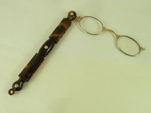 silver gilt tortoiseshell lorgnettes oval frame spectacles antique - CATEGORY: ANTIQUE MISCELLANEOUS - DATED 19TH CENTURY