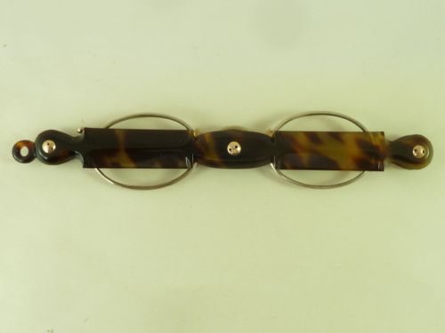 SILVER GILT TORTOISESHELL LORGNETTES OVAL FRAME SPECTACLES ANTIQUE - ADDITIONAL PHOTO 1