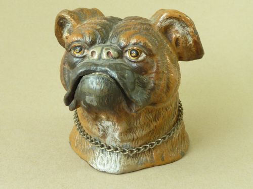 victorian bulldog cold painted metal money box antique - CATEGORY: ANTIQUE METAL - DATED 1890