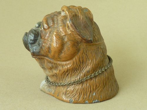 VICTORIAN BULLDOG COLD PAINTED METAL MONEY BOX ANTIQUE - ADDITIONAL PHOTO 1