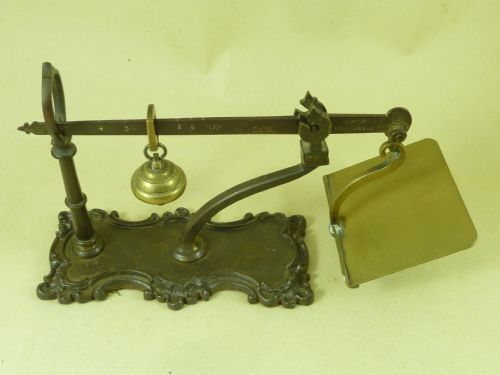 STEELYARD POSTAL SCALES LETTER BALANCE BRASS ROCOCO SPSONS - ADDITIONAL PHOTO 1