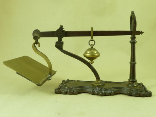 STEELYARD POSTAL SCALES LETTER BALANCE BRASS ROCOCO SPSONS - ADDITIONAL PHOTO 4