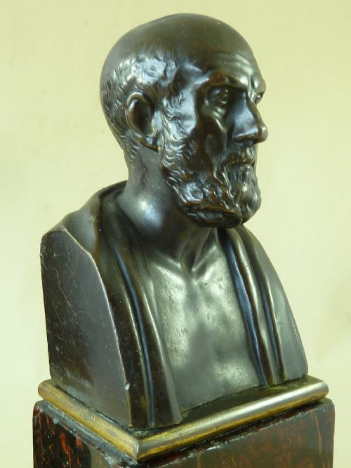 PAIR BRONZE BUSTS HIPPOCRATES AND DEMOSTHENE SUSSE FRRES ANTIQUE - ADDITIONAL PHOTO 7