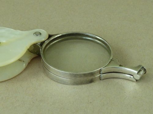 SILVER FOLDING HINGED BRIDGE UNSPRUNG LORGNETTE MOP C1800 SPECTACLES - ADDITIONAL PHOTO 4
