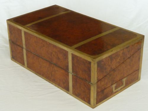 REGENCY CAMPAIGN WRITING SLOPE BRASS BOUND DESK SOLID AMBOYNA ANGLO INDIAN - ADDITIONAL PHOTO 2