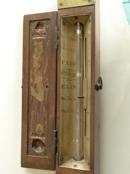 ENGLISH GEORGIAN MARINE STICK BAROMETER GOWLAND LONDON - ADDITIONAL PHOTO 9