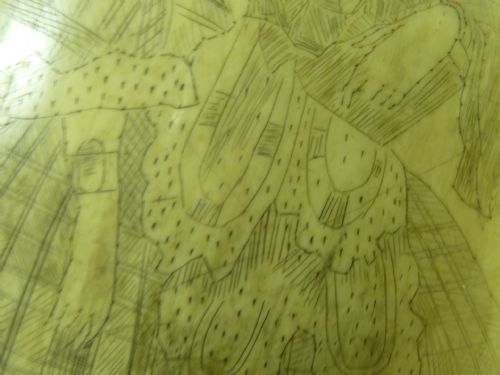 ORIGINAL ANTIQUE WHALE TOOTH SAILORS SCRIMSHAW FOLK ART FASHION LADY - ADDITIONAL PHOTO 4
