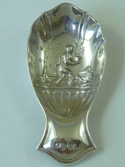 tea planter caddy spoon sheffield 1921 thomas bradbury son - CATEGORY: ANTIQUE SILVER - DATED 1920