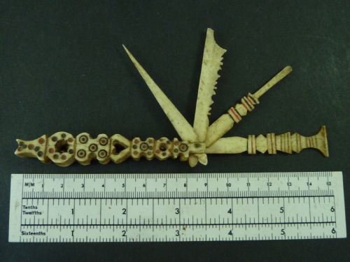 NAPOLIONIC POW BONE TOOTHPICK TONGUE SCRAPER EAR WAX SCOOP NECESSAIRE ANTIQUE - ADDITIONAL PHOTO 1