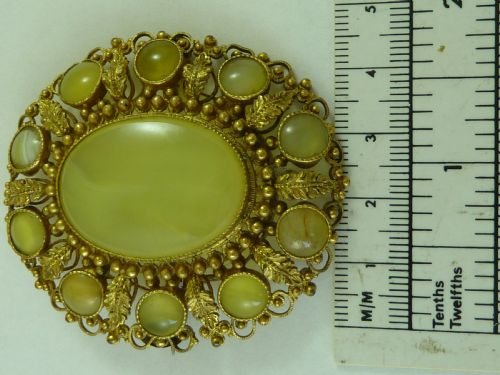 EARLY VICTORIAN CANNETILLE AGATE SET BROOCH FILIGREE ENGLISH ANTIQUE - ADDITIONAL PHOTO 3