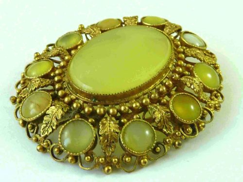 EARLY VICTORIAN CANNETILLE AGATE SET BROOCH FILIGREE ENGLISH ANTIQUE - ADDITIONAL PHOTO 1