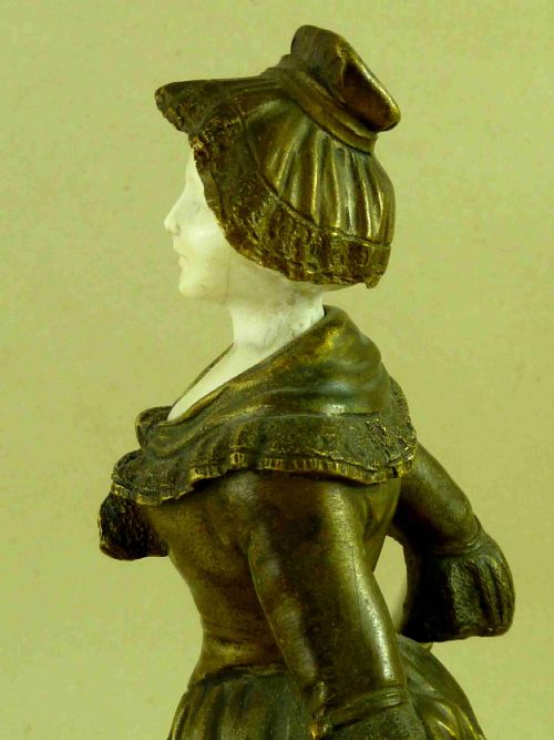 BRONZE AND IVORY LADY FIGURE GEORGES OMERTH CHRYSELEPHANTINE ART - ADDITIONAL PHOTO 5