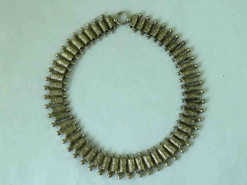 victorian solid silver collar engraved box link chain fringe necklace bead ring clasp sterling antique - CATEGORY: ANTIQUE JEWELLERY - DATED VICTORIAN