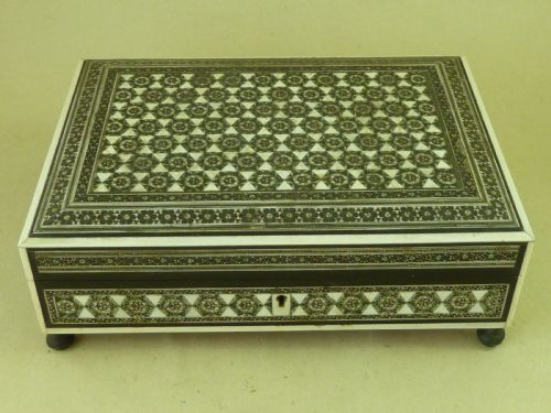 ANGLO INDIAN SADELI MOSAIC WARE BOX JEWELRY TRINKET - ADDITIONAL PHOTO 1